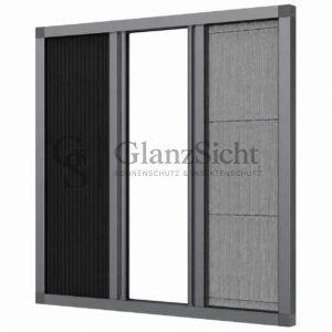 2 in 1 Fliegengitter & Sonnenschutz Fenster Doppelflügel Vertikal