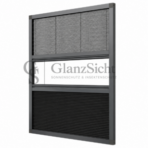 2 in 1 Fliegengitter & Sonnenschutz Fenster Doppelflügel Horizontal